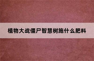 植物大战僵尸智慧树施什么肥料