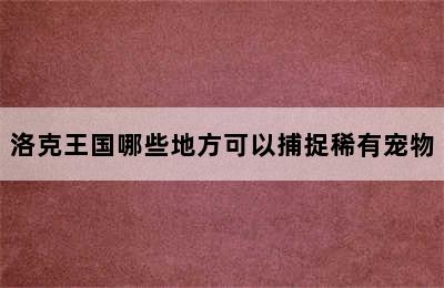 洛克王国哪些地方可以捕捉稀有宠物