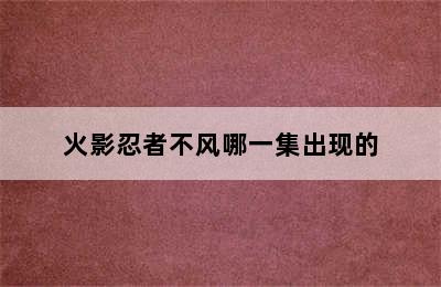 火影忍者不风哪一集出现的