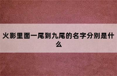 火影里面一尾到九尾的名字分别是什么