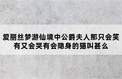 爱丽丝梦游仙境中公爵夫人那只会笑有又会哭有会隐身的猫叫甚么