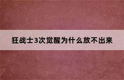 狂战士3次觉醒为什么放不出来