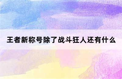 王者新称号除了战斗狂人还有什么