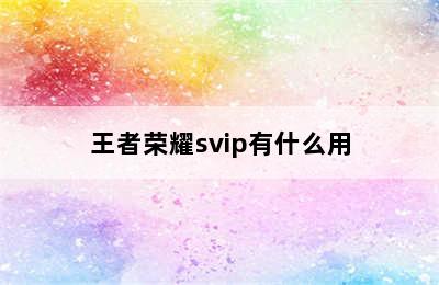 王者荣耀svip有什么用