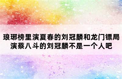 琅琊榜里演夏春的刘冠麟和龙门镖局演蔡八斗的刘冠麟不是一个人吧