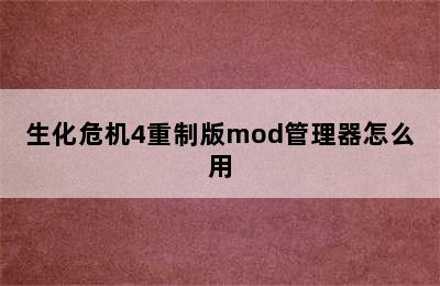 生化危机4重制版mod管理器怎么用