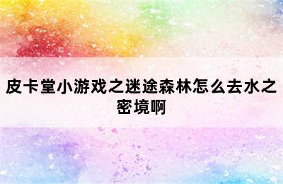 皮卡堂小游戏之迷途森林怎么去水之密境啊