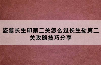 盗墓长生印第二关怎么过长生劫第二关攻略技巧分享