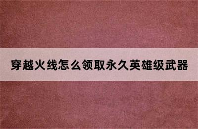 穿越火线怎么领取永久英雄级武器