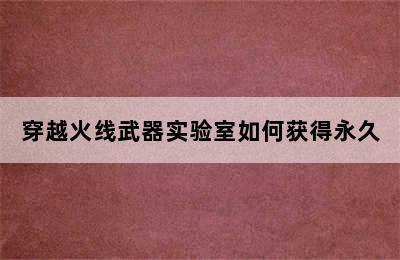 穿越火线武器实验室如何获得永久