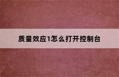 质量效应1怎么打开控制台