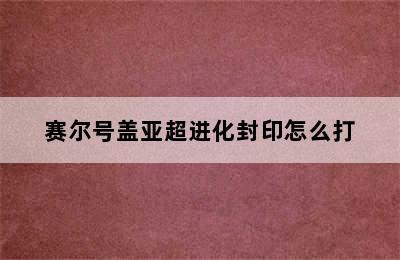 赛尔号盖亚超进化封印怎么打