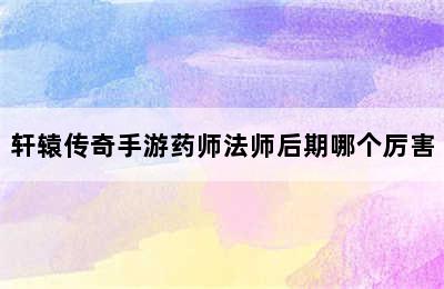 轩辕传奇手游药师法师后期哪个厉害