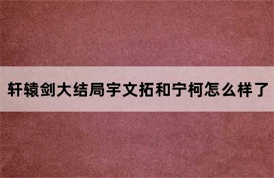 轩辕剑大结局宇文拓和宁柯怎么样了