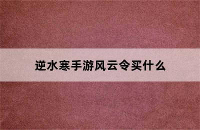 逆水寒手游风云令买什么