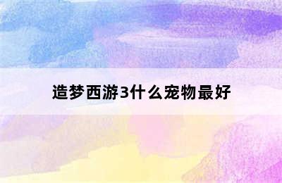 造梦西游3什么宠物最好