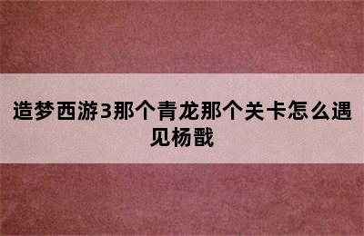 造梦西游3那个青龙那个关卡怎么遇见杨戬