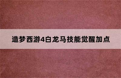 造梦西游4白龙马技能觉醒加点