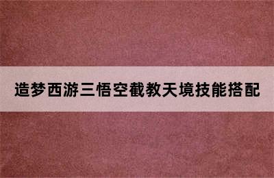 造梦西游三悟空截教天境技能搭配