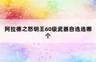 阿拉德之怒明王60级武器自选选哪个