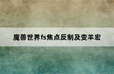 魔兽世界fs焦点反制及变羊宏