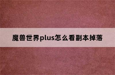 魔兽世界plus怎么看副本掉落