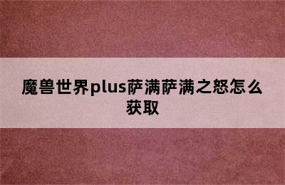 魔兽世界plus萨满萨满之怒怎么获取