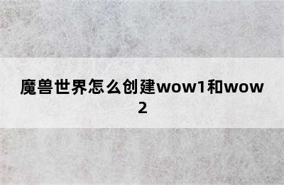 魔兽世界怎么创建wow1和wow2