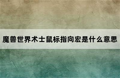 魔兽世界术士鼠标指向宏是什么意思