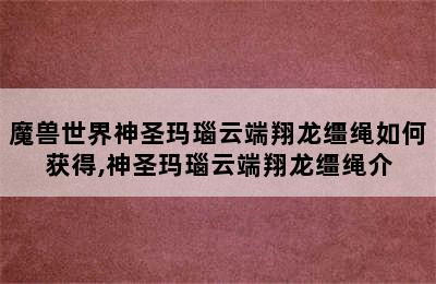 魔兽世界神圣玛瑙云端翔龙缰绳如何获得,神圣玛瑙云端翔龙缰绳介