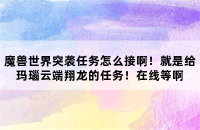 魔兽世界突袭任务怎么接啊！就是给玛瑙云端翔龙的任务！在线等啊