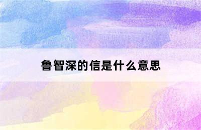 鲁智深的信是什么意思