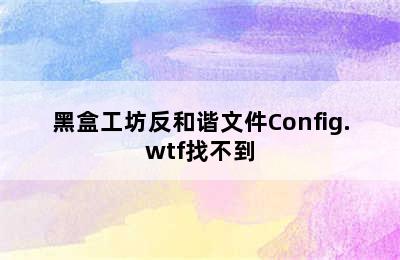 黑盒工坊反和谐文件Config.wtf找不到