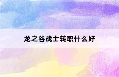 龙之谷战士转职什么好